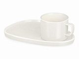 Чайная пара "Brighton" : блюдце овальное, чашка, коробка, белый
