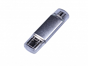 USB 3.0/micro USB/Type-C- флешка на 32 Гб (USB-флешка на 32 Гб c двумя дополнительными разъемами MicroUSB и TypeC, серебро)