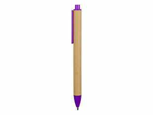 Ручка картонная пластиковая шариковая «Эко 2.0», бежевый/фиолетовый