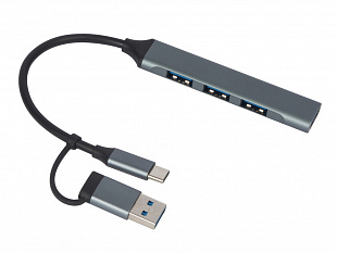 USB-хаб «Link» с коннектором 2-в-1 USB-C и USB-A, 2.0/3.0 (USB-хаб «Link» с коннектором 2-в-1 USB-C и USB-A, 2.0/3.0, серый)