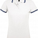 Рубашка поло женская Pasadena Women 200 с контрастной отделкой, белая с синим