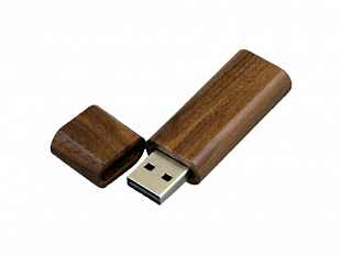 USB 2.0- флешка на 16 Гб эргономичной прямоугольной формы с округленными краями (Флешка эргономичной прямоугольной формы, с округленными краями, дерево, 16 Гб, коричневый)