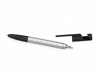 Ручка-стилус металлическая шариковая многофункциональная (6 функций) «Multy», серебристый
