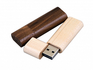 USB 2.0- флешка на 16 Гб эргономичной прямоугольной формы с округленными краями (Флешка эргономичной прямоугольной формы, с округленными краями, дерево, 16 Гб, коричневый)