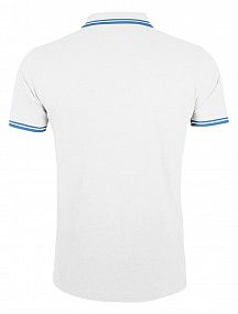 Рубашка поло мужская Pasadena Men 200 с контрастной отделкой, белая с голубым