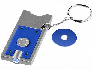 Брелок-держатель для монет "Allegro" с фонариком, ярко-синий/серебристый