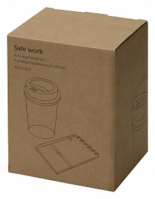 Антибактериальный набор с блокнотом и стаканом  "Safe work", белый