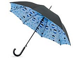 Зонт-трость "Капли воды" полуавтоматический с двухслойным куполом, черный голубой