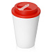 Пластиковый стакан Take away с двойными стенками и крышкой с силиконовым клапаном, 350 мл, белый/красный