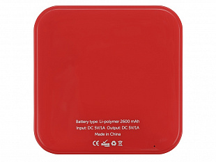 Портативное зарядное устройство (power bank) "Квадрум", 2600 mAh, красный