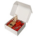 Подарочный набор с чаем, кружкой, френч-прессом и новогодней подвеской "Чаепитие", красный