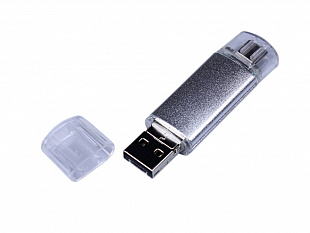 USB 3.0/micro USB/Type-C- флешка на 32 Гб (USB-флешка на 32 Гб c двумя дополнительными разъемами MicroUSB и TypeC, серебро)