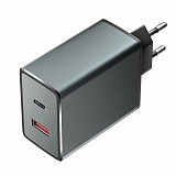 Сетевое ЗУ OLMIO 38W, Type-C +USB, PowerDelivery, QuickCharge серый