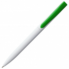 Ручка шариковая Pin, белая с зеленым