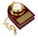 Часы «Магистр» с цепочкой на деревянной подставке, золотистый/черный