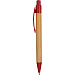 Ручка шариковая «Листок», бамбук/красный