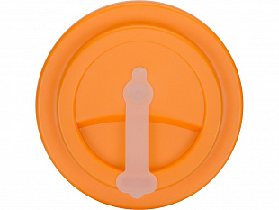 Пластиковый стакан Take away с двойными стенками и крышкой с силиконовым клапаном, 350 мл, белый/оранжевый