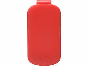 Портативное зарядное устройство "Pin" на 4000 mAh с большой площадью нанесения и клипом для крепления к одежде или сумке, красный