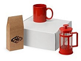 Подарочный набор с чаем, кружкой и френч-прессом "Чаепитие", красный