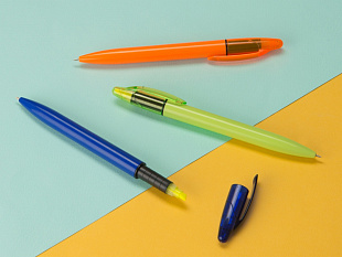 Ручка пластиковая шариковая «Mark» с хайлайтером, синий