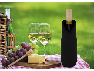 Noun Держатель-руква для бутылки с вином из переработанного неопрена, черный