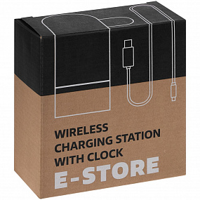 Зарядная станция c часами E-Store для смартфона, часов и наушников, черная