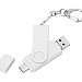 USB 3.0/micro USB/Type-C - флешка на 32 Гб 3-в-1 с поворотным механизмом (USB-флешка на 32 Гб 3 в 1 поворотный механизм, c двумя дополнительными разъемами MicroUSB и TypeC C с одноцветным металлическим клипом, белый)