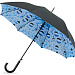 Зонт-трость "Капли воды" полуавтоматический с двухслойным куполом, черный голубой