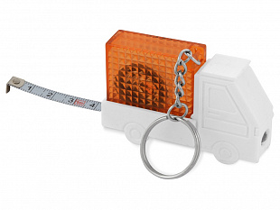 Брелок-рулетка "Автомобиль", 1 м., с фонариком, белый/оранжевый