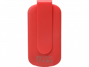 Портативное зарядное устройство "Pin" на 4000 mAh с большой площадью нанесения и клипом для крепления к одежде или сумке, красный