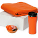 Подарочный набор с пледом, мылом и термокружкой, оранжевый