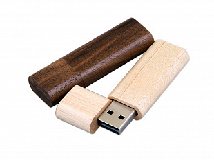 USB 2.0- флешка на 16 Гб эргономичной прямоугольной формы с округленными краями (Флешка эргономичной прямоугольной формы, с округленными краями, дерево, 16 Гб, коричневый)