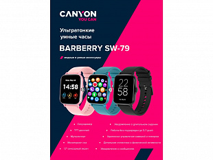 Умные часы CANYON Barberry SW-79, IP 67, BT 5.1, сенсорный дисплей 1.7, черный