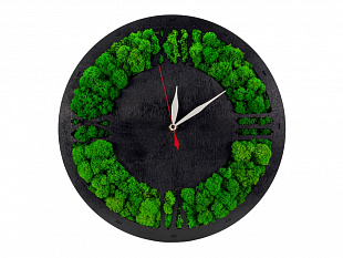 Часы "Римские 1" со мхом настенные, цвет черный малахит, QRONA