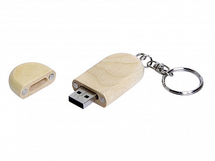 USB 2.0- флешка на 16 Гб овальной формы и колпачком с магнитом (Флешка овальной формы, колпачок с магнитом, 16 Гб, коричневый)