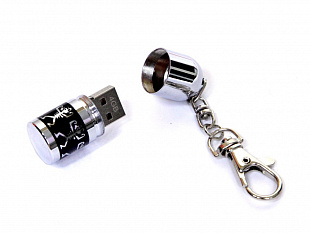 USB 2.0- флешка на 8 Гб «Пуля» (USB-флешка на 8 Гб в виде пули с танцующими человечками, серебро)