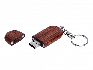 USB 2.0- флешка на 16 Гб овальной формы и колпачком с магнитом (Флешка овальной формы, колпачок с магнитом, 16 Гб, коричневый)